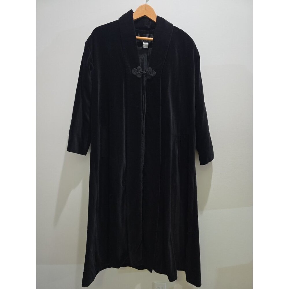 Vintage Coverups 100% Cotton Black Velvet Duster Coat/Jacket Size 6